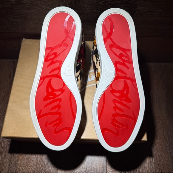 Christian Louboutin Multicolor Floral Velvet High-Top Sneakers - Picture 5 of 6